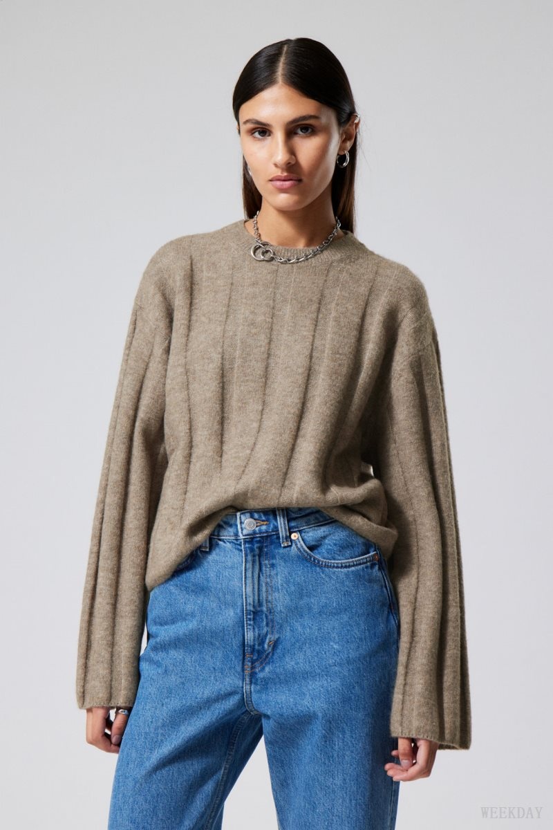 Dusty Mole Weekday Fiona Rib Sweater | UYJP6107