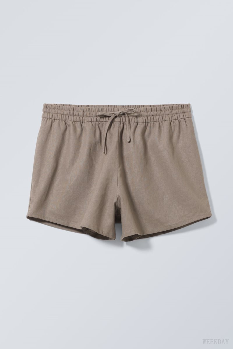 Dusty Mole Weekday Tyler Linen Blend Shorts | YOUH4388