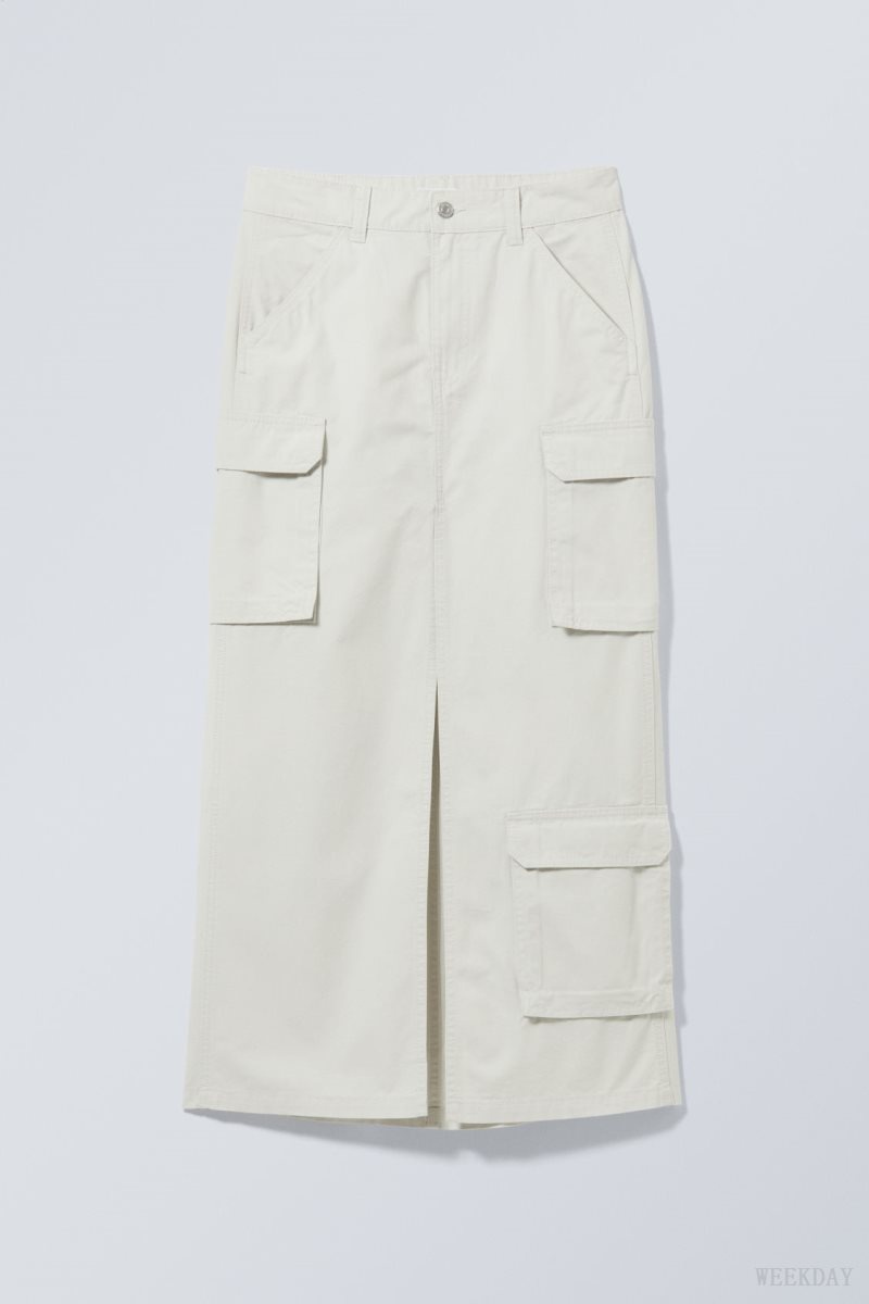 Ecru Weekday Billy Long Cargo Skirt | TLDE3030