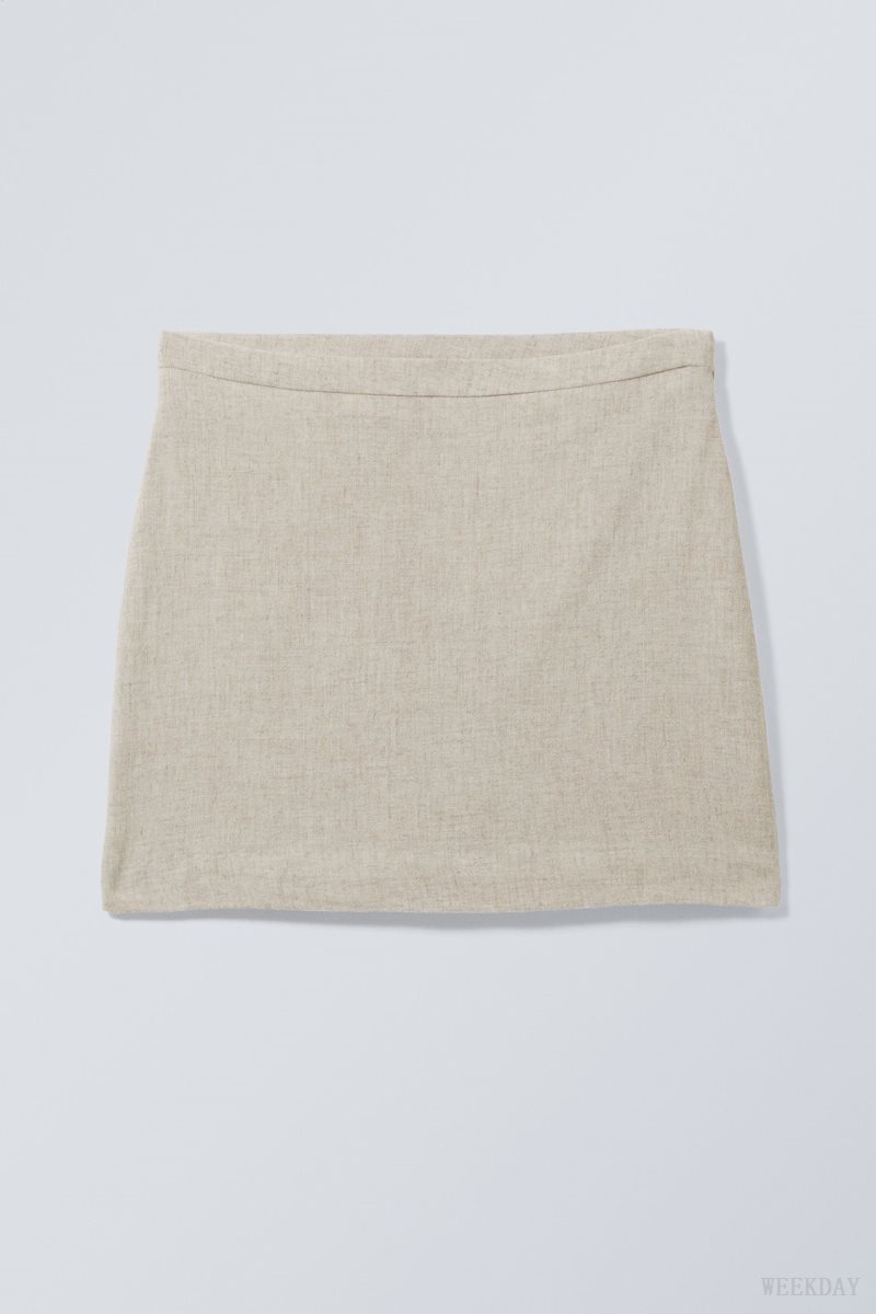 Ecru Weekday Millie Linen Mix Mini Skirt | TZMC8127