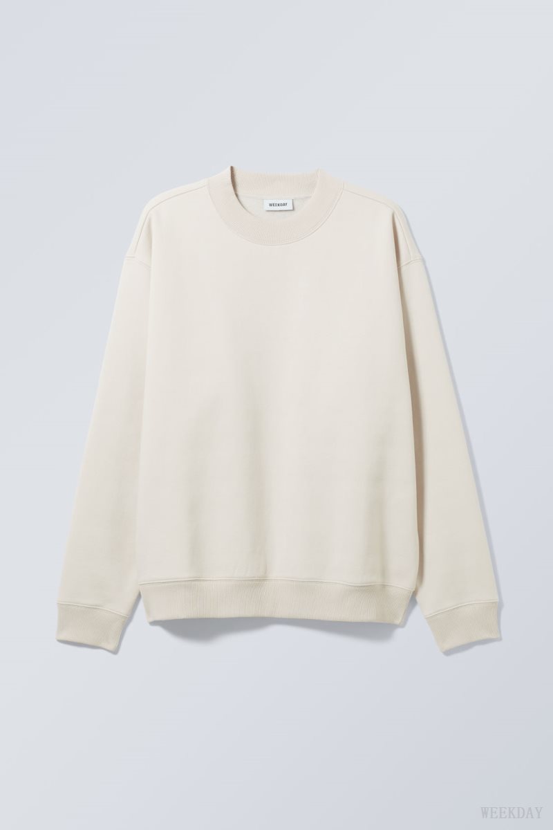 Ecru Weekday Relaxed Heavyweight Sweatshirt | PSBE3394