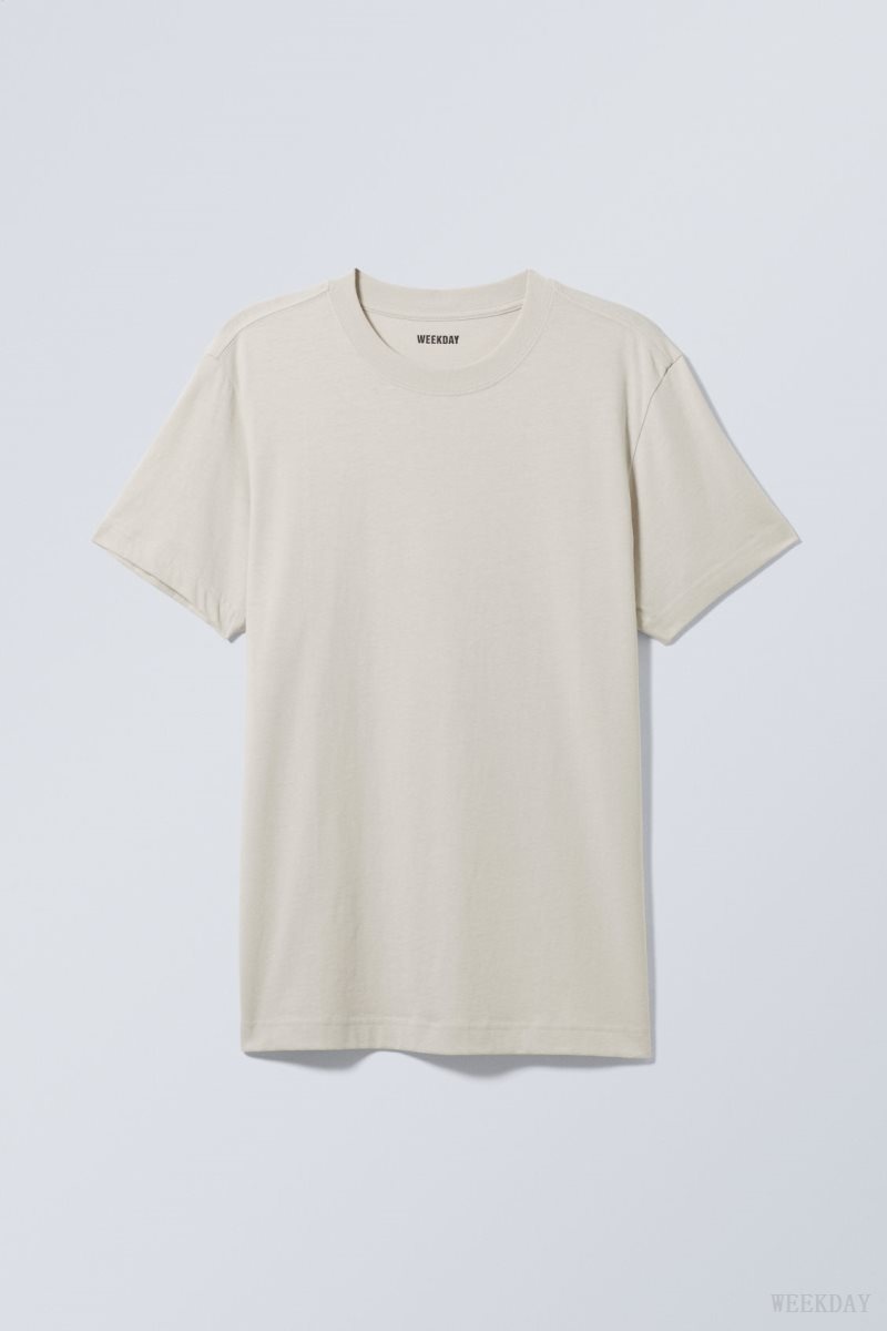 Ecru Weekday Relaxed Midweight T-shirt | EDCS7323