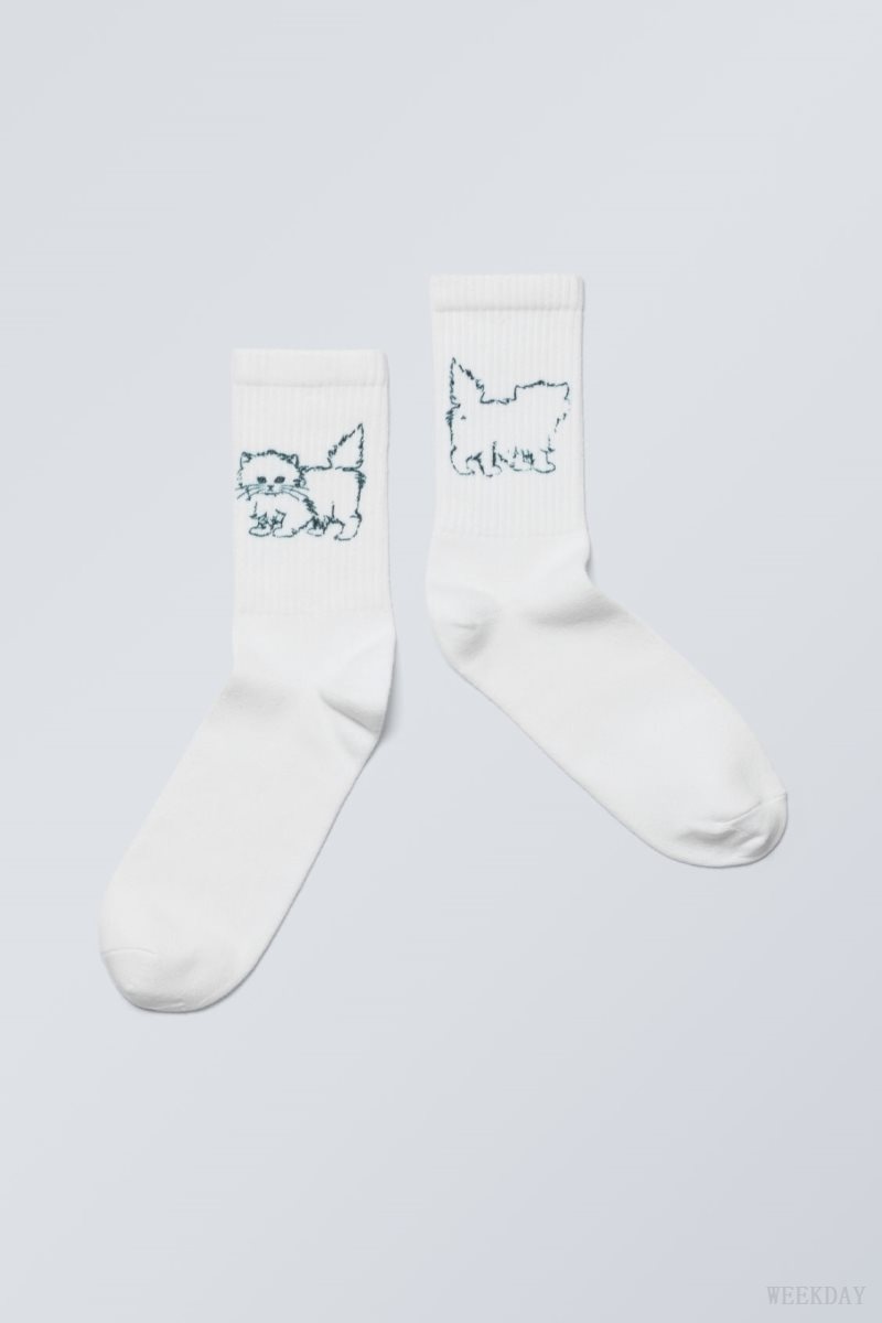 Extrovert Kitten Weekday Graphic Sport Sock | BQXO3210