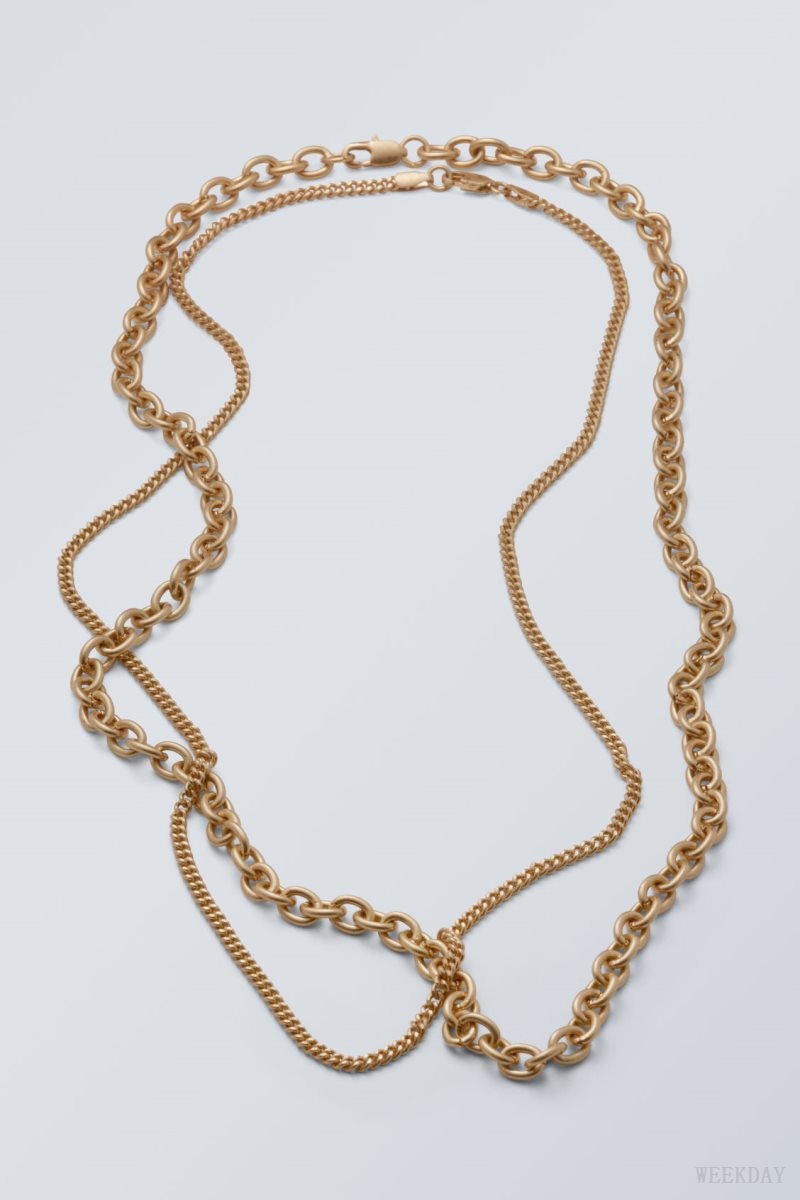 Gold Weekday Uno Chain Necklace Set | DCJA7501