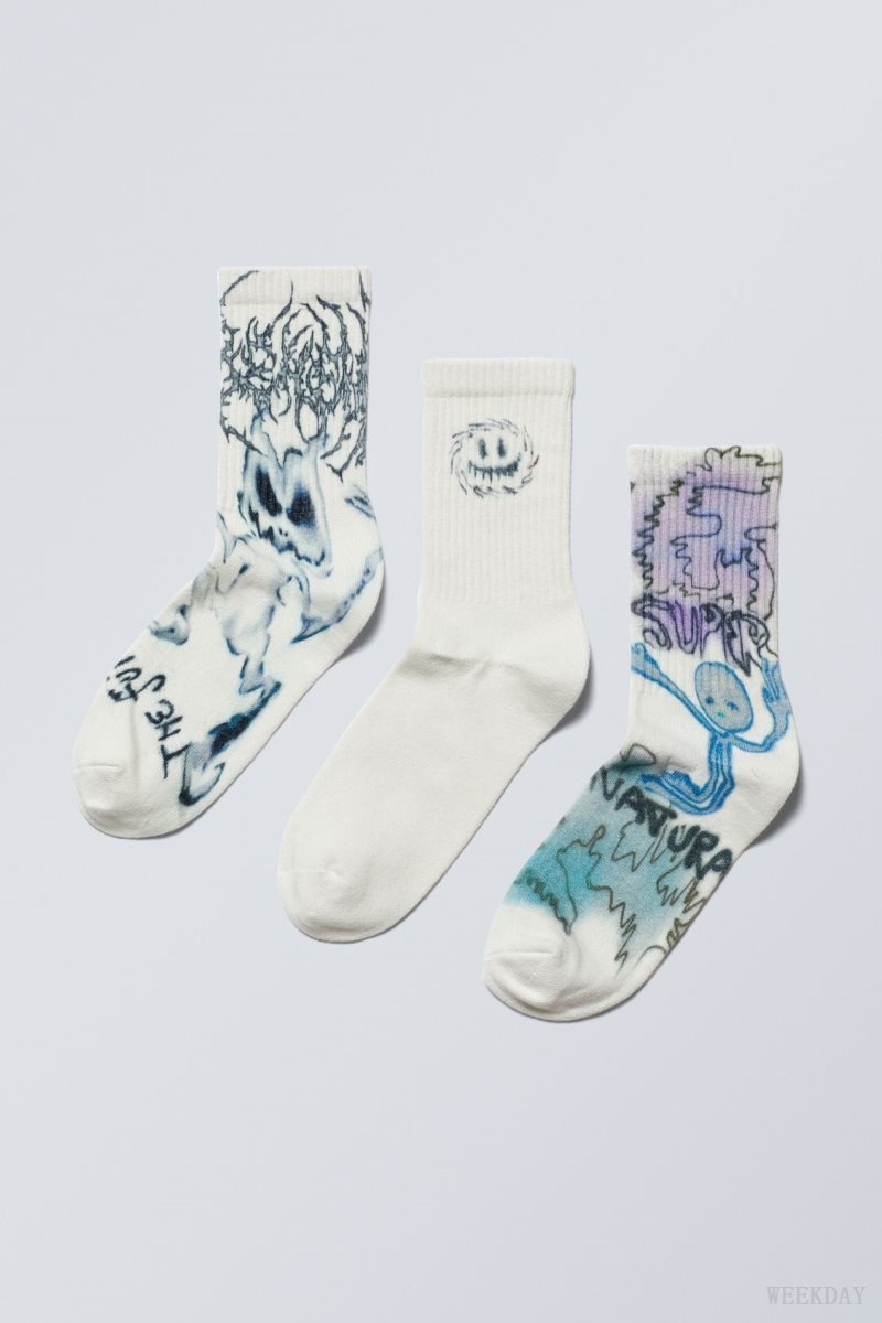 Graphic Mix Weekday 3-pack Sport Graphic Socks | TJNH3570