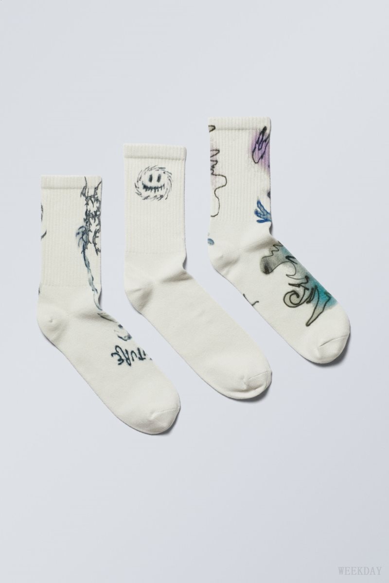 Graphic Mix Weekday 3-pack Sport Graphic Socks | TJNH3570