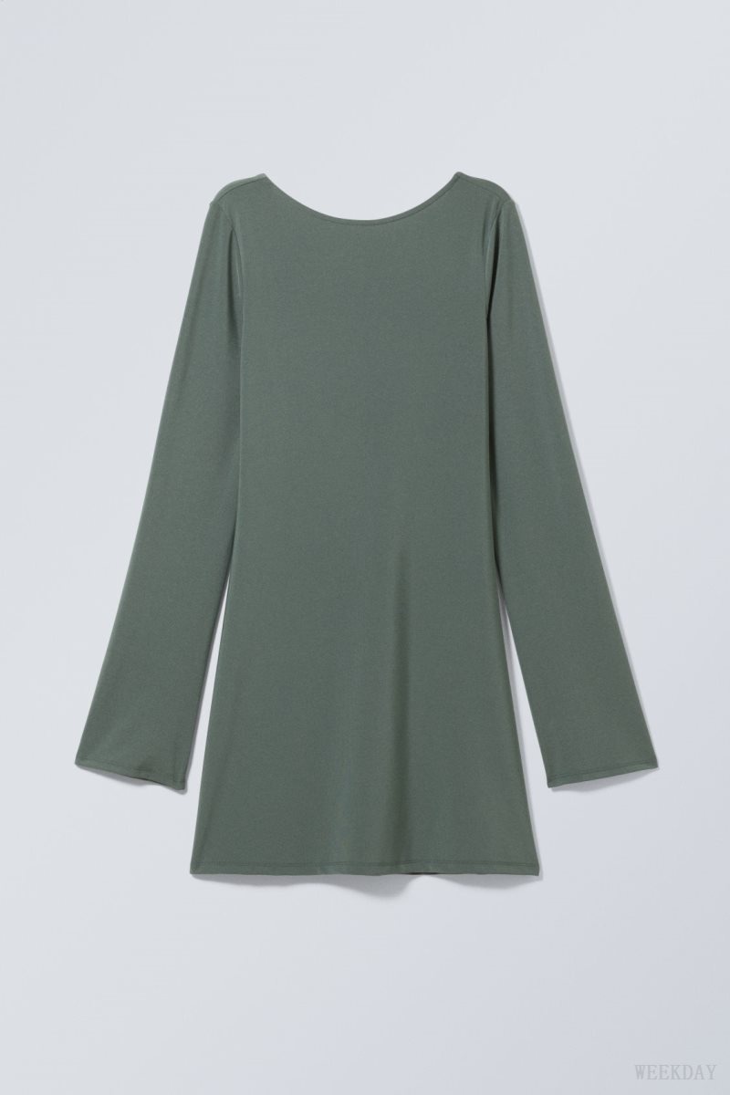 Green Weekday Clair Open Back Mini Dress | VQUN7940