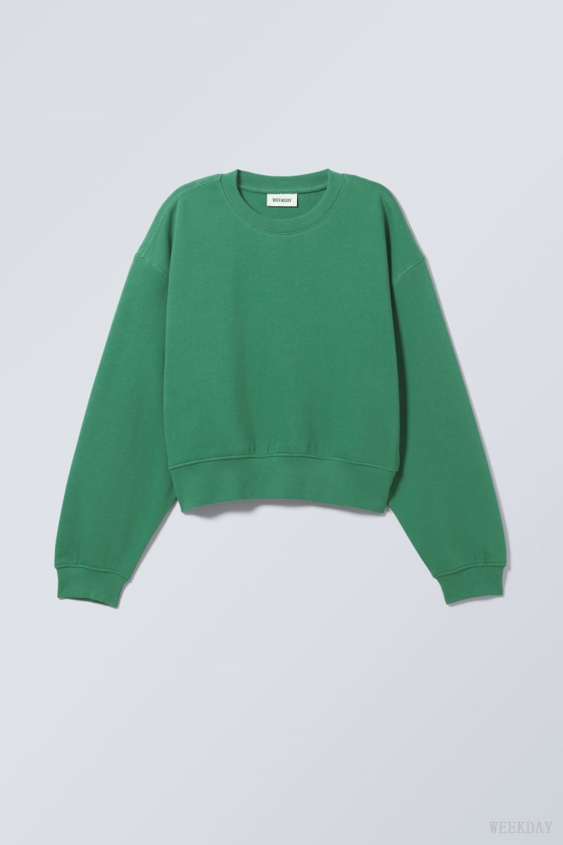 Green Weekday Crop Volume Sweatshirt | XLZV7895