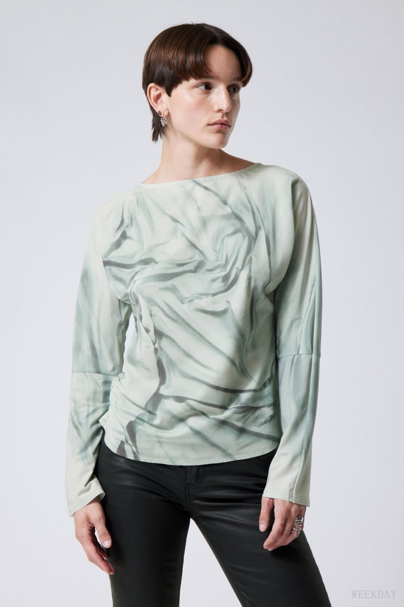 Green Weekday Derya Asymmetric Longsleeve Top | KMVB6246