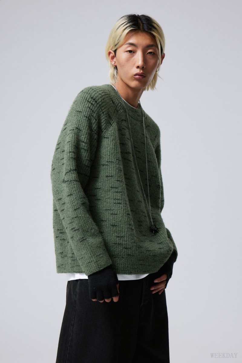 Green Weekday Norman Relaxed Raglan Sweater | VQJD7004