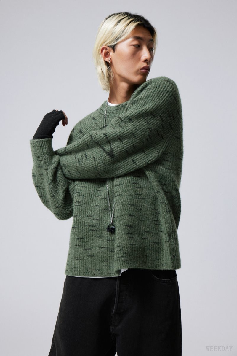 Green Weekday Norman Relaxed Raglan Sweater | VQJD7004