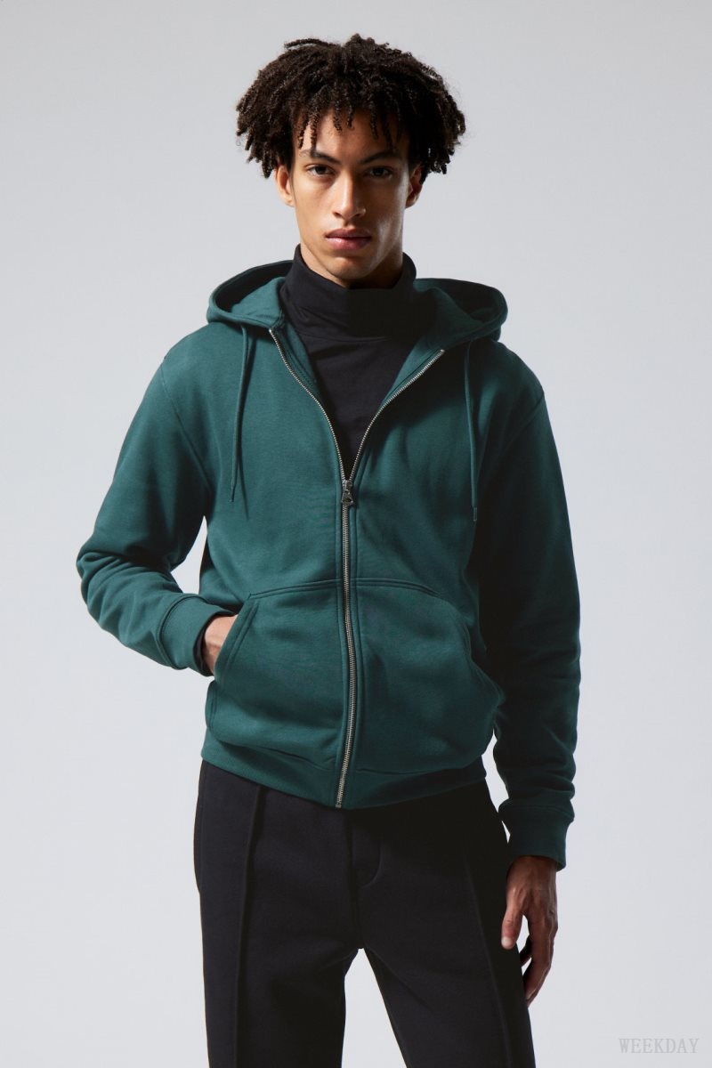 Green Weekday Standard Midweight Zip Hoodie | HFPT0161