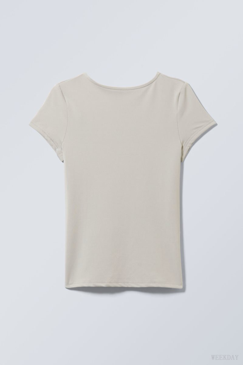 Greige Weekday Gizem Open Back T-shirt | HPHP7864