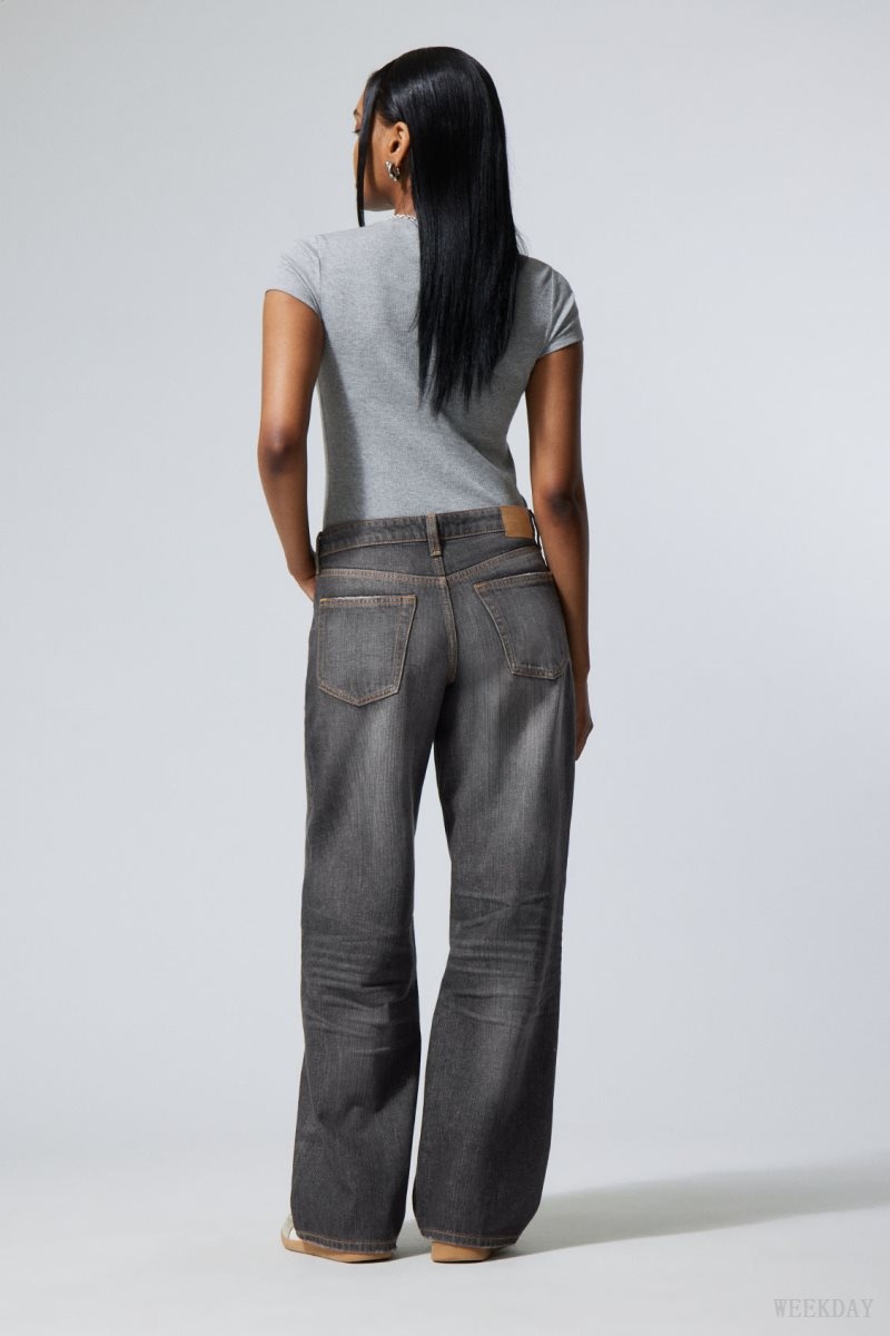 Grey Black Weekday Ample Low Loose Jeans | BZCC5494