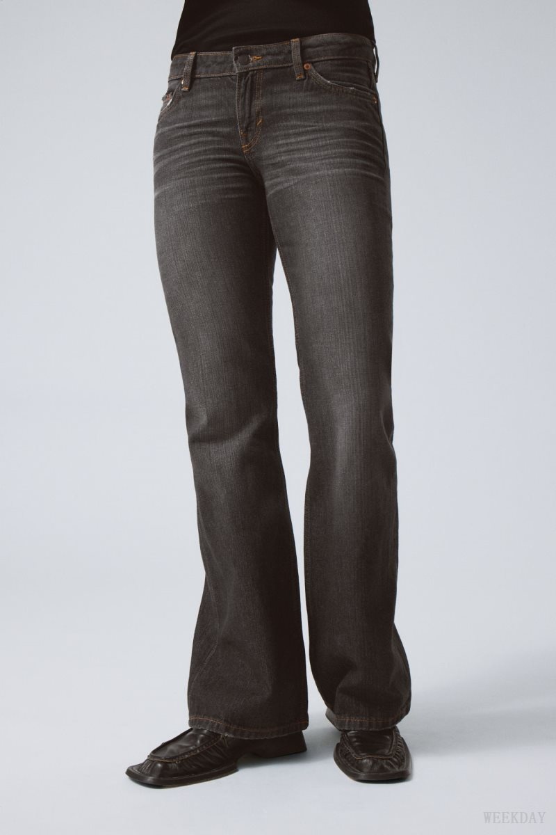 Grey Black Weekday Nova Low Slim Bootcut Jeans | TABX7394