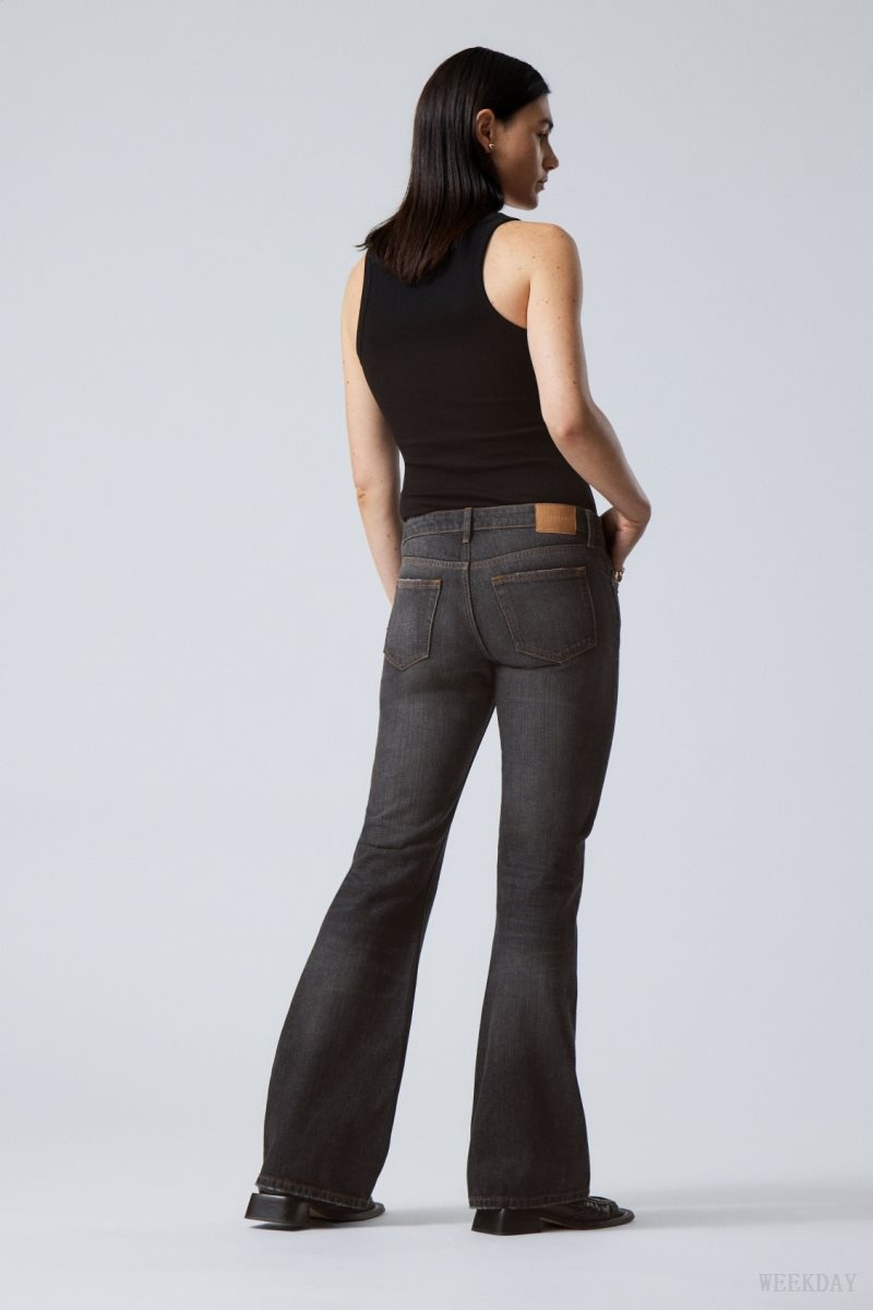 Grey Black Weekday Nova Low Slim Bootcut Jeans | TABX7394