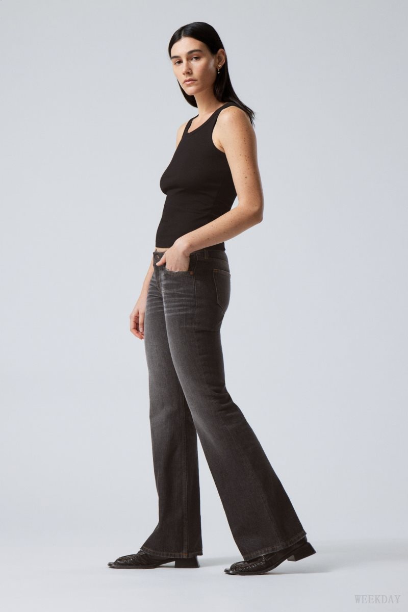 Grey Black Weekday Nova Low Slim Bootcut Jeans | TABX7394