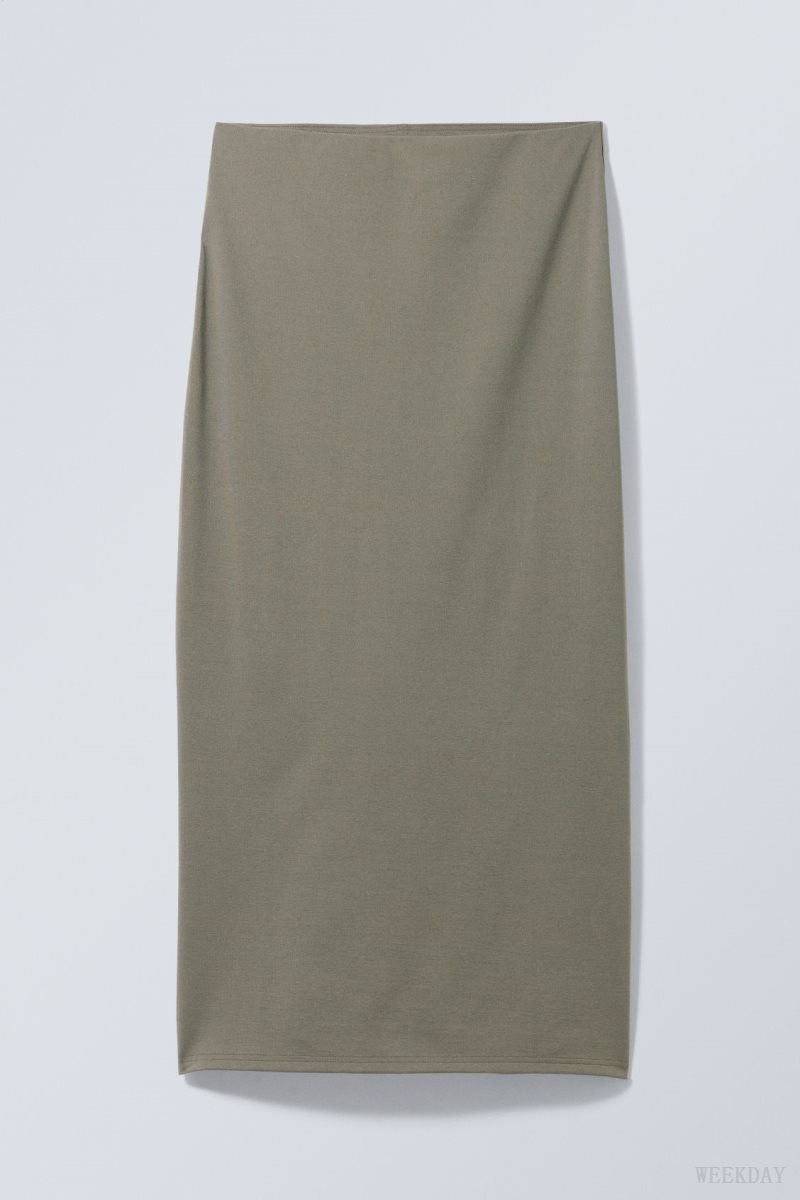 Grey Brown Weekday Johanna Long Pencil Skirt | WMAZ6308