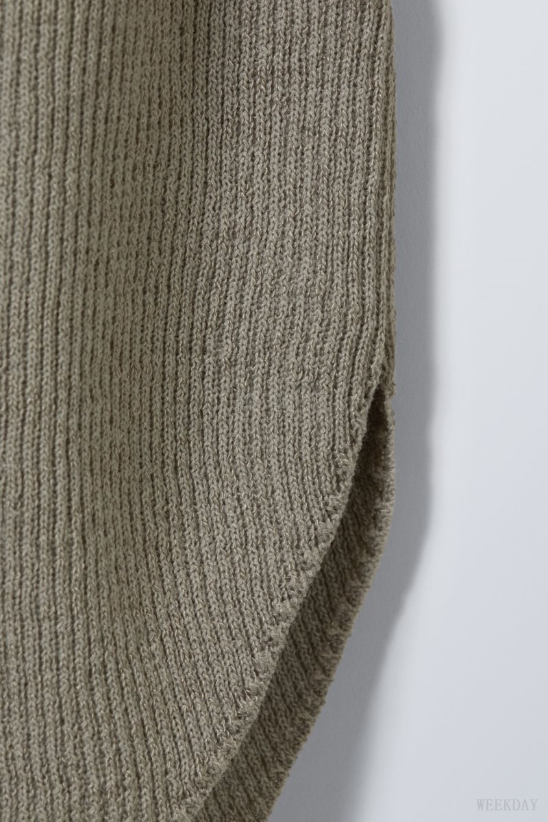 Grey Brown Weekday Nadina Square Neck Sweater | JPWQ7537