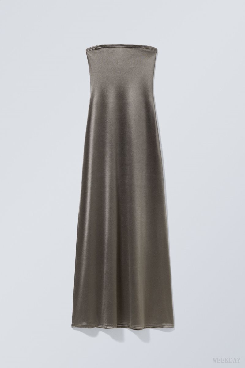 Grey Weekday Act Metallic Tube Dress | OURZ7831