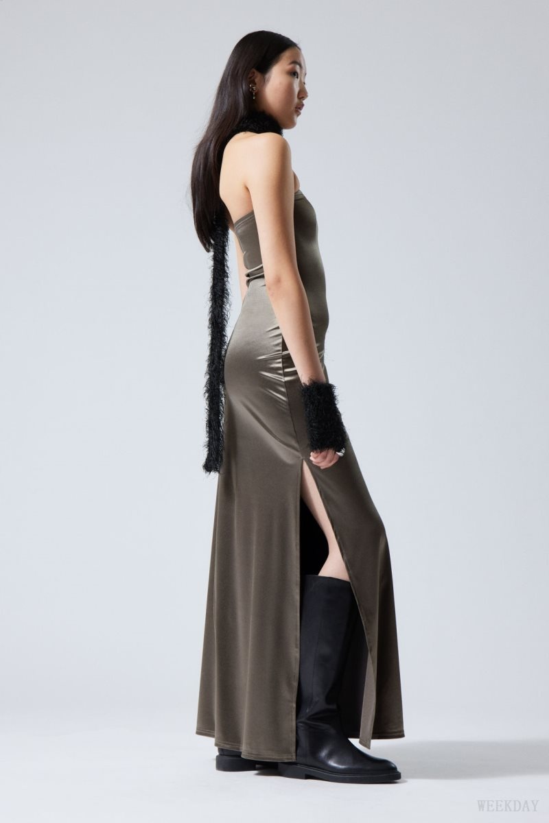 Grey Weekday Act Metallic Tube Dress | OURZ7831