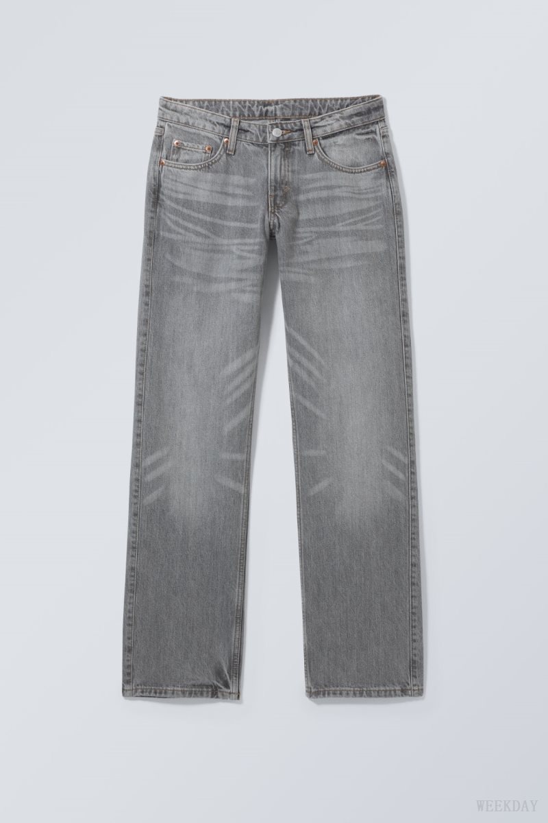 Grey Weekday Arrow Low Straight Jeans | JHHO0812