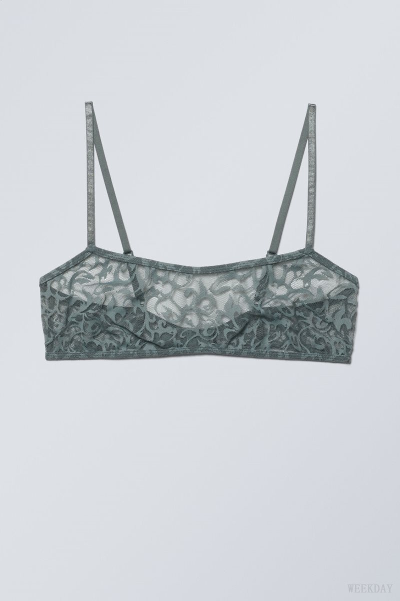 Grey Weekday Ash Lace Semi Scooped Bra Bra | ZUFC4289