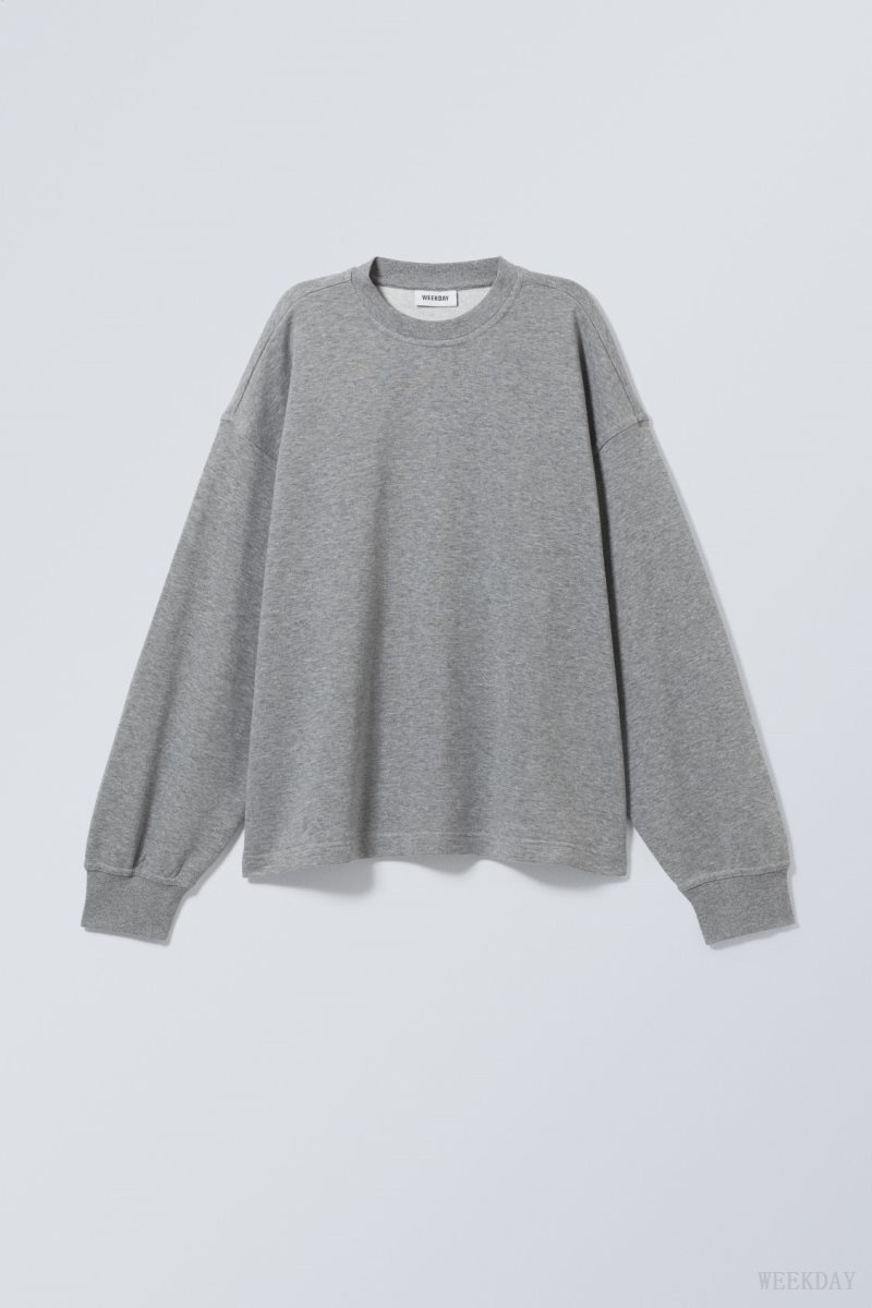 Grey Weekday Boxy Crew Neck Sweatshirt | XYJM2770