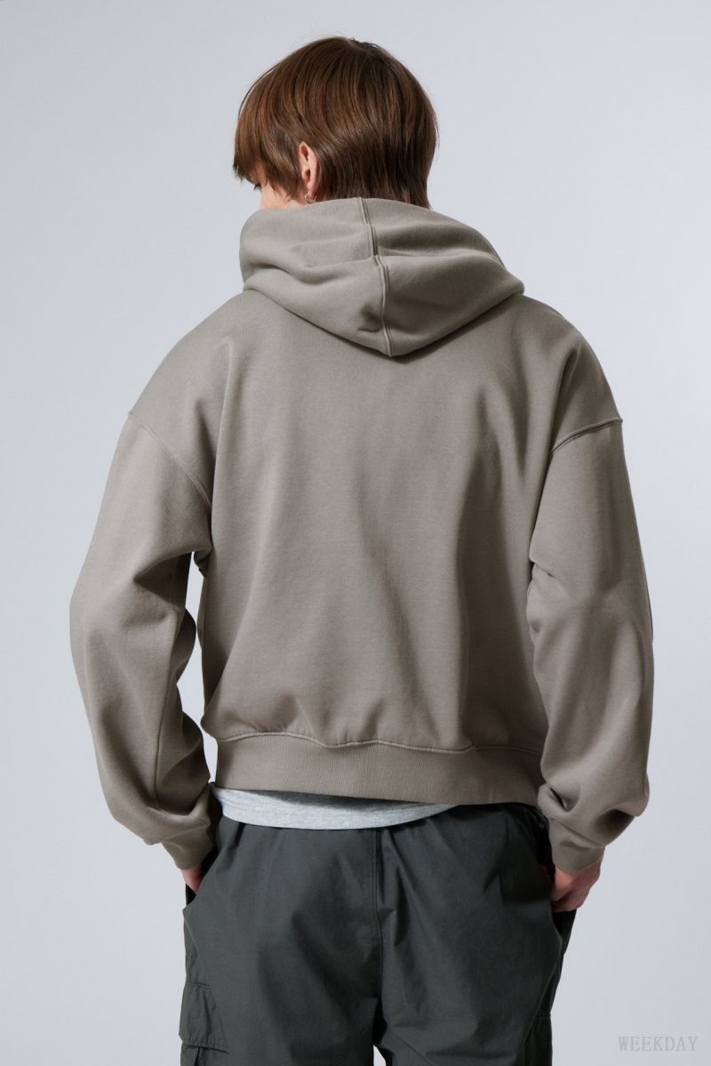 Grey Weekday Boxy Midweight Zip Hoodie | FSDA6997