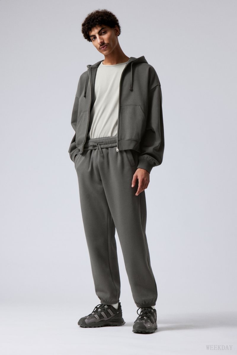 Grey Weekday Boxy Midweight Zip Hoodie | XCPS4834