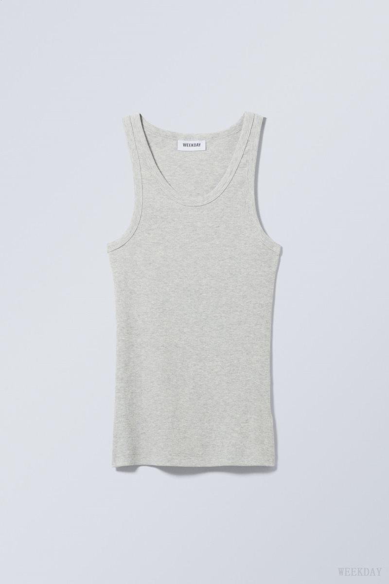 Grey Weekday Close Fitted Tank Top | XBTH6682