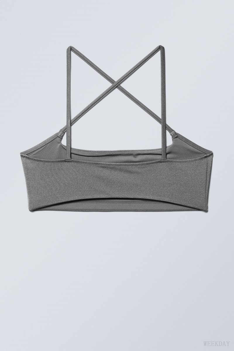 Grey Weekday Cross Front Bikini Top | PQSY8129