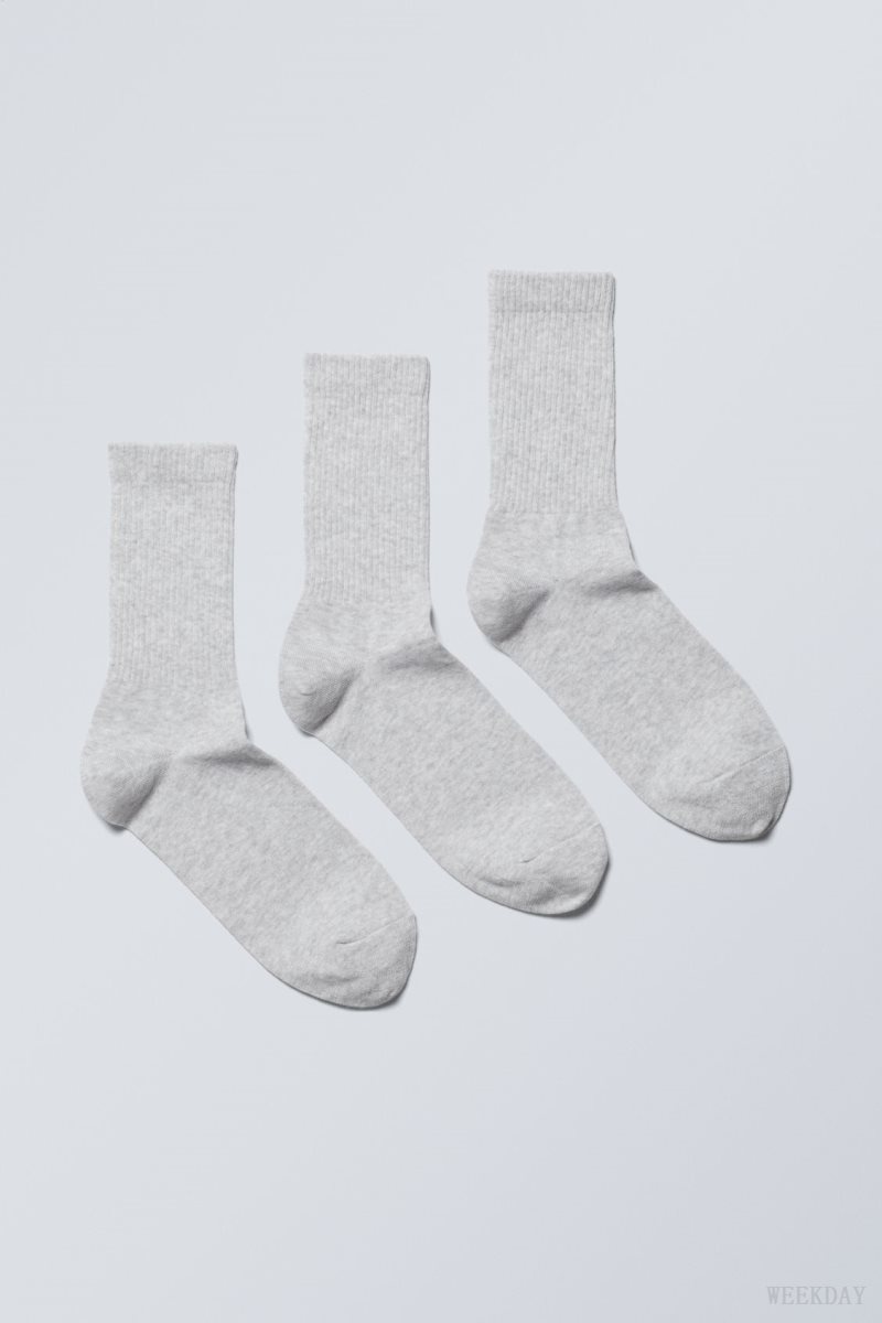 Grey Weekday Eleven Socks 3-pack | IVRU6903