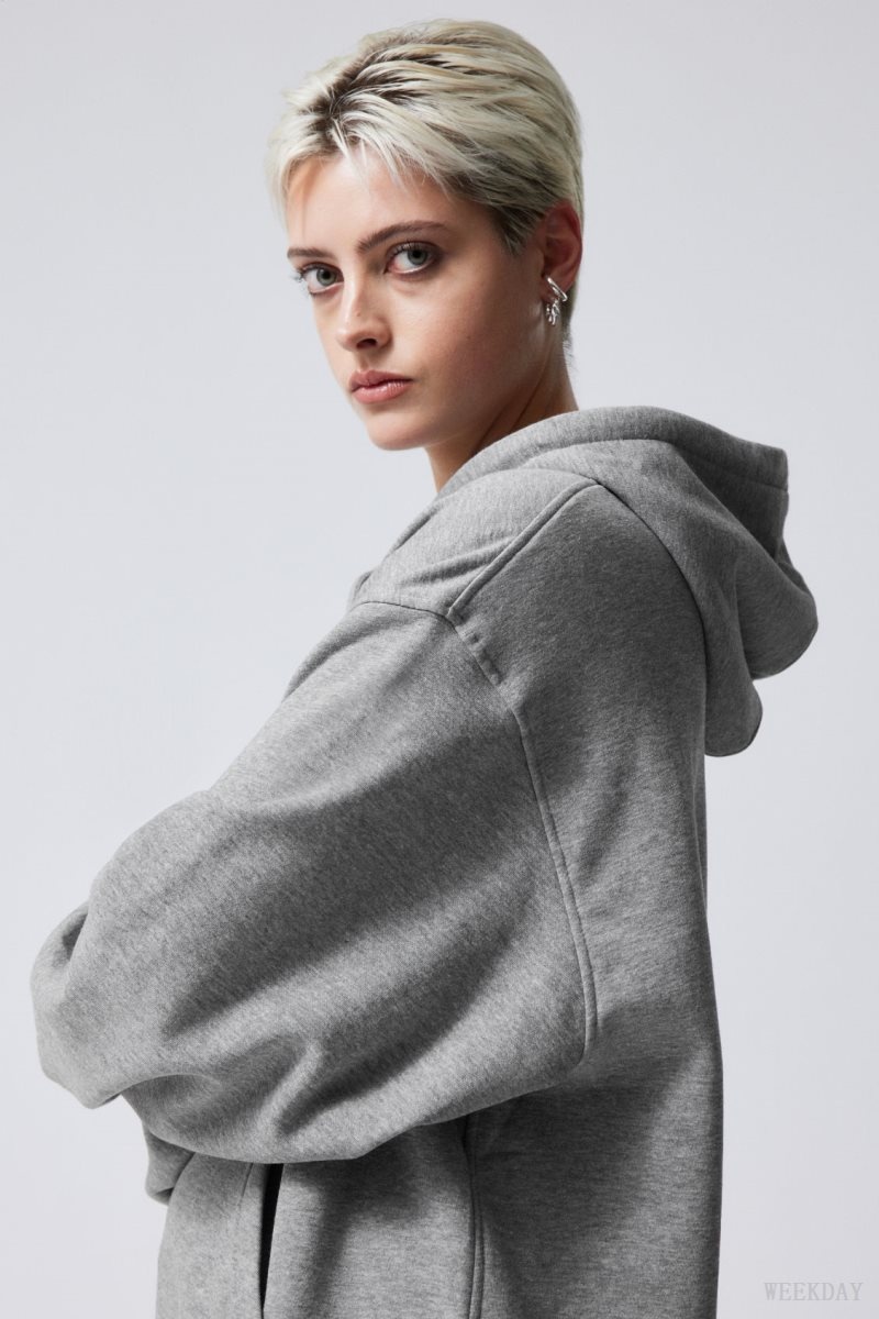 Grey Weekday Essence Relaxed Hoodie | BSWU4229