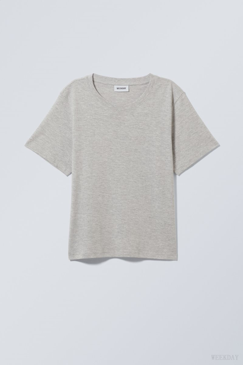 Grey Weekday Essence Standard T-shirt | OIGH7296