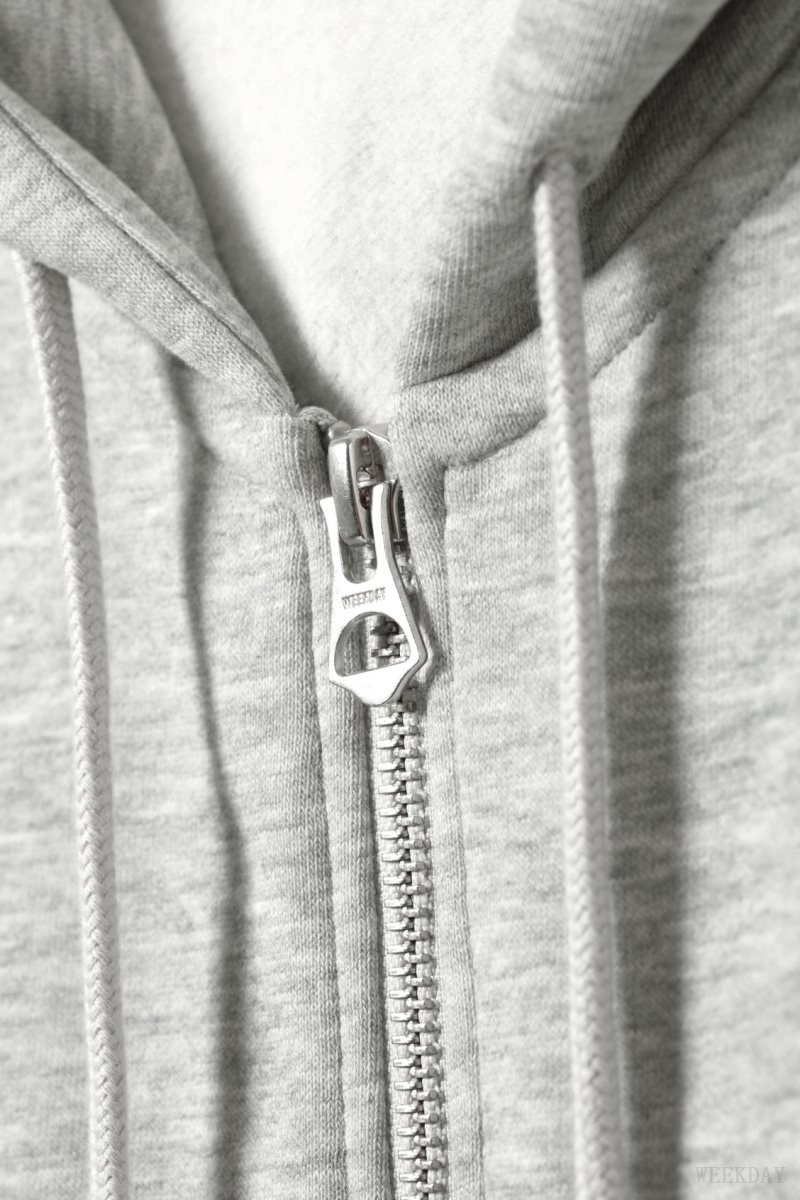 Grey Weekday Essence Standard Zip Hoodie | HONH0952