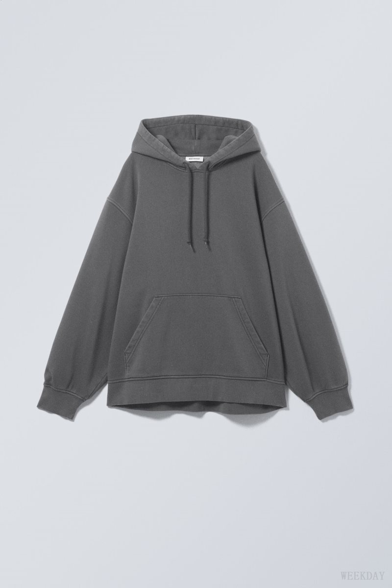 Grey Weekday Essence Washed Oversized Hoodie | QRIG4619