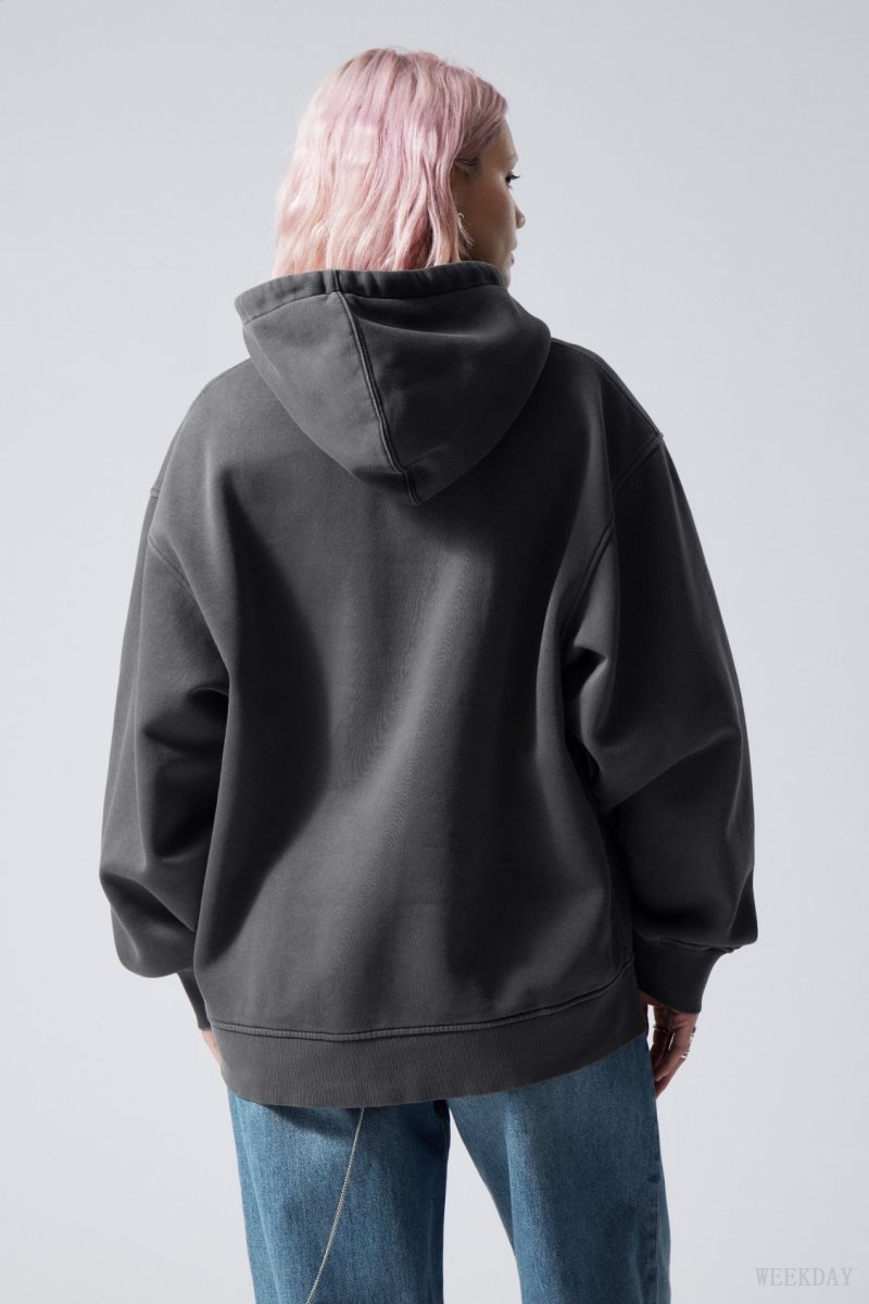 Grey Weekday Essence Washed Oversized Hoodie | QRIG4619