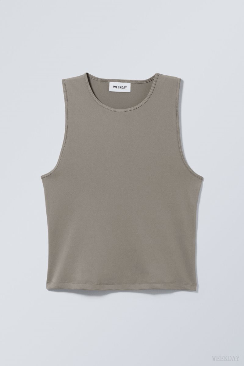 Grey Weekday Fine Fitted Tank Top | ZAGJ6137