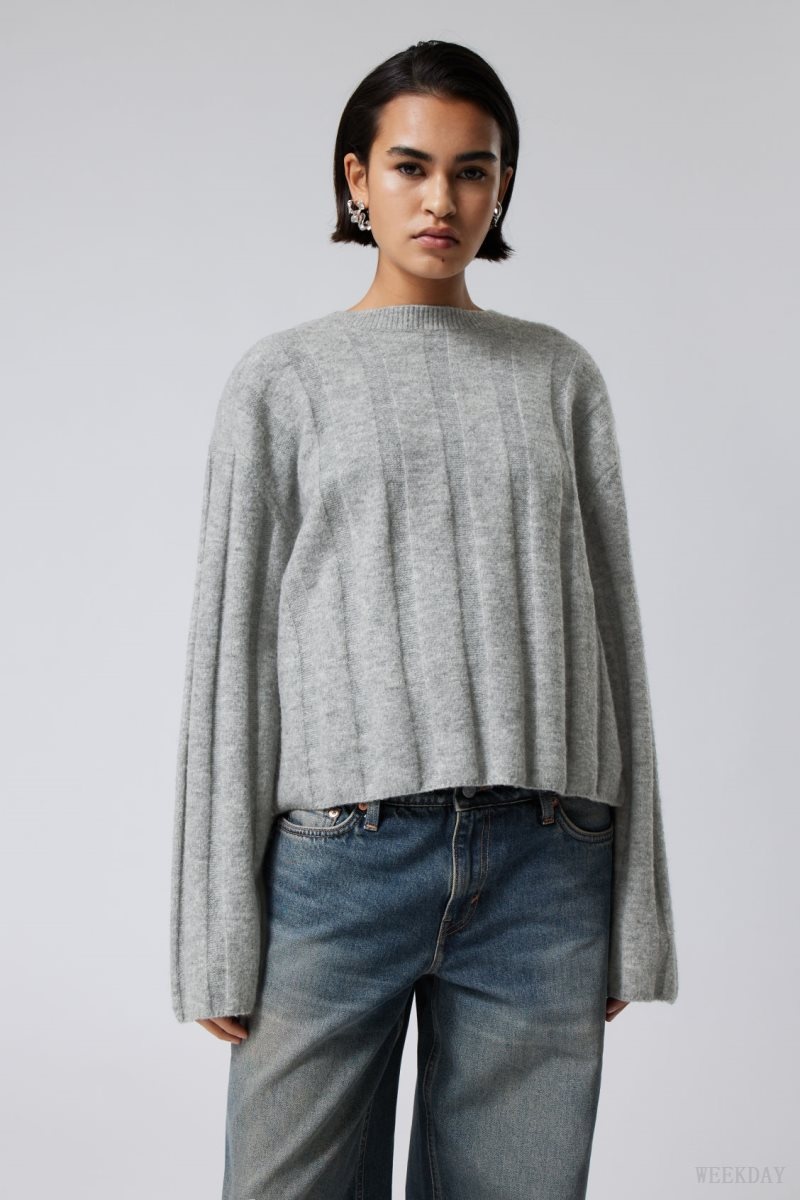 Grey Weekday Fiona Rib Sweater | FYPC8002