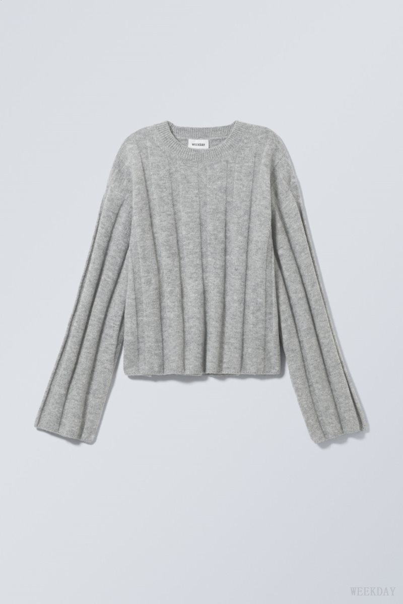 Grey Weekday Fiona Rib Sweater | FYPC8002