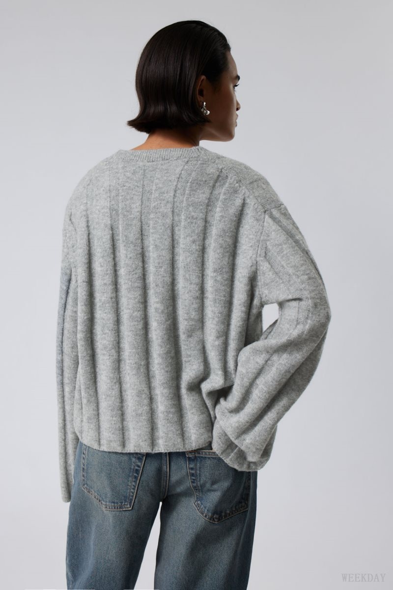 Grey Weekday Fiona Rib Sweater | FYPC8002