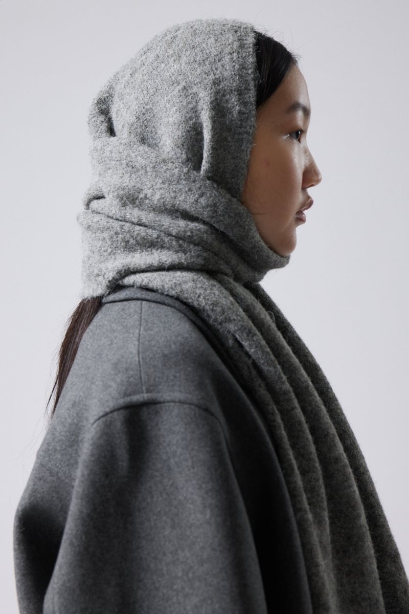 Grey Weekday Hood Scarf | MGUK6654