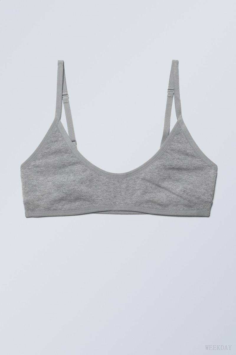 Grey Weekday Inez Scooped Cotton Bralette Bralette | JTRN8028