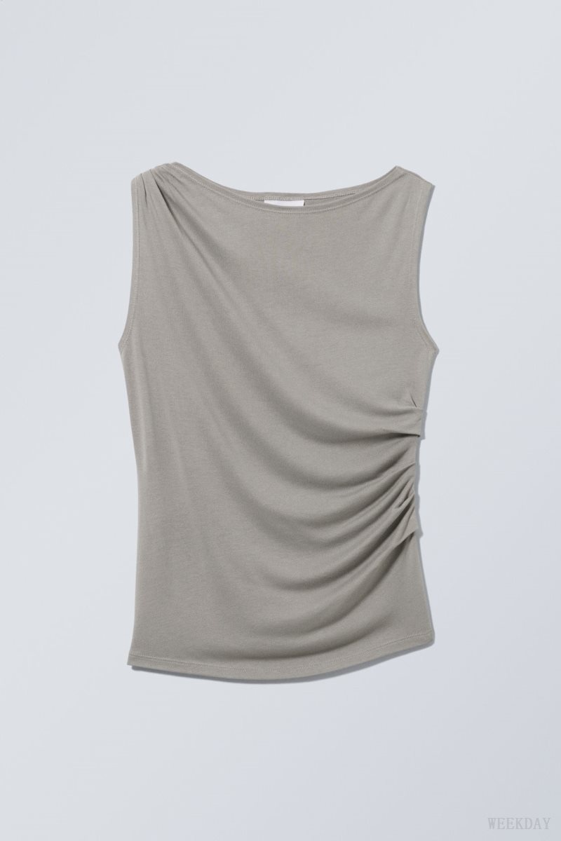 Grey Weekday Joan Drape Top | SLMT6728