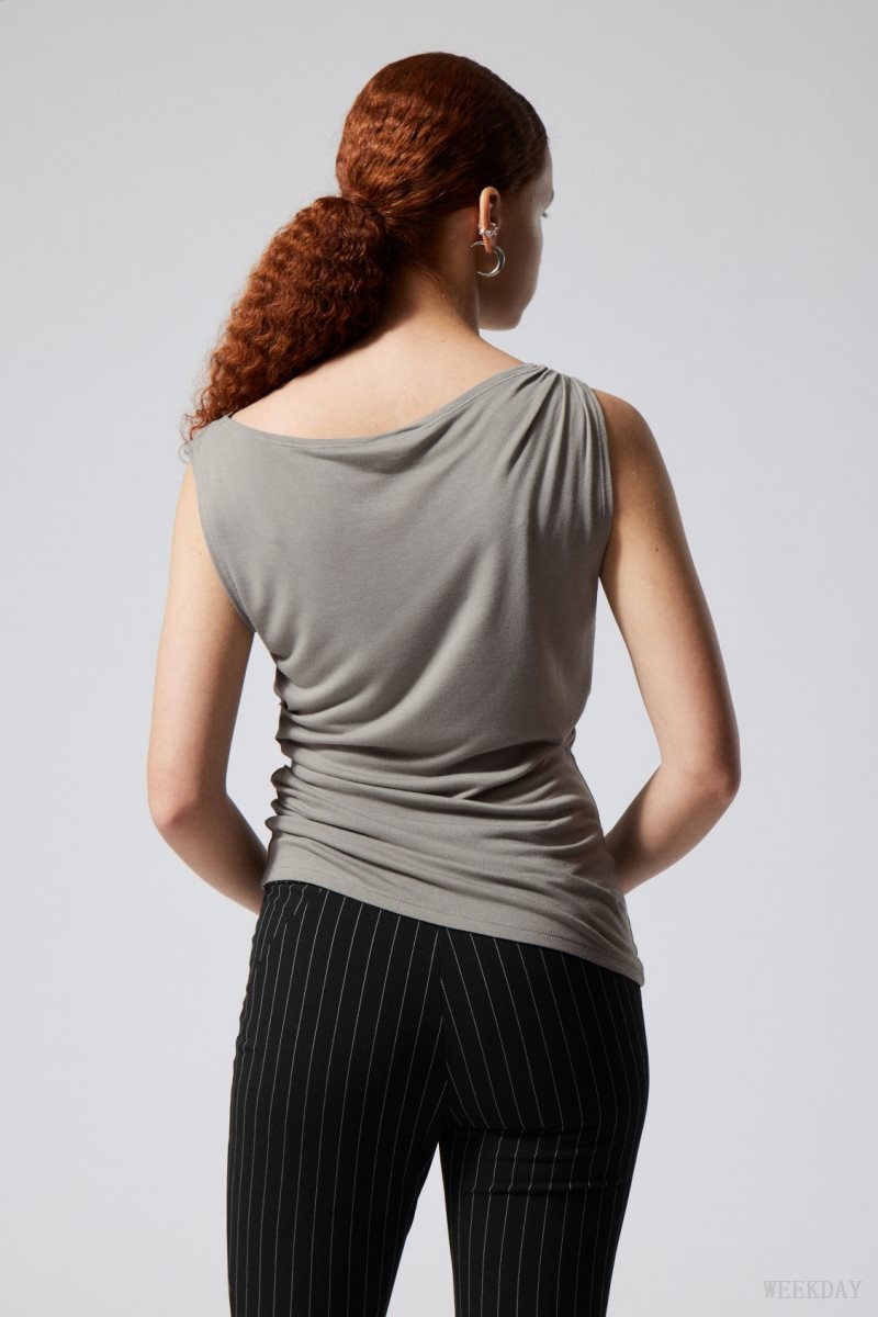 Grey Weekday Joan Drape Top | SLMT6728