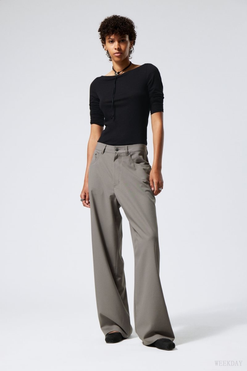 Grey Weekday Juun Baggy Trousers | YMHD4033