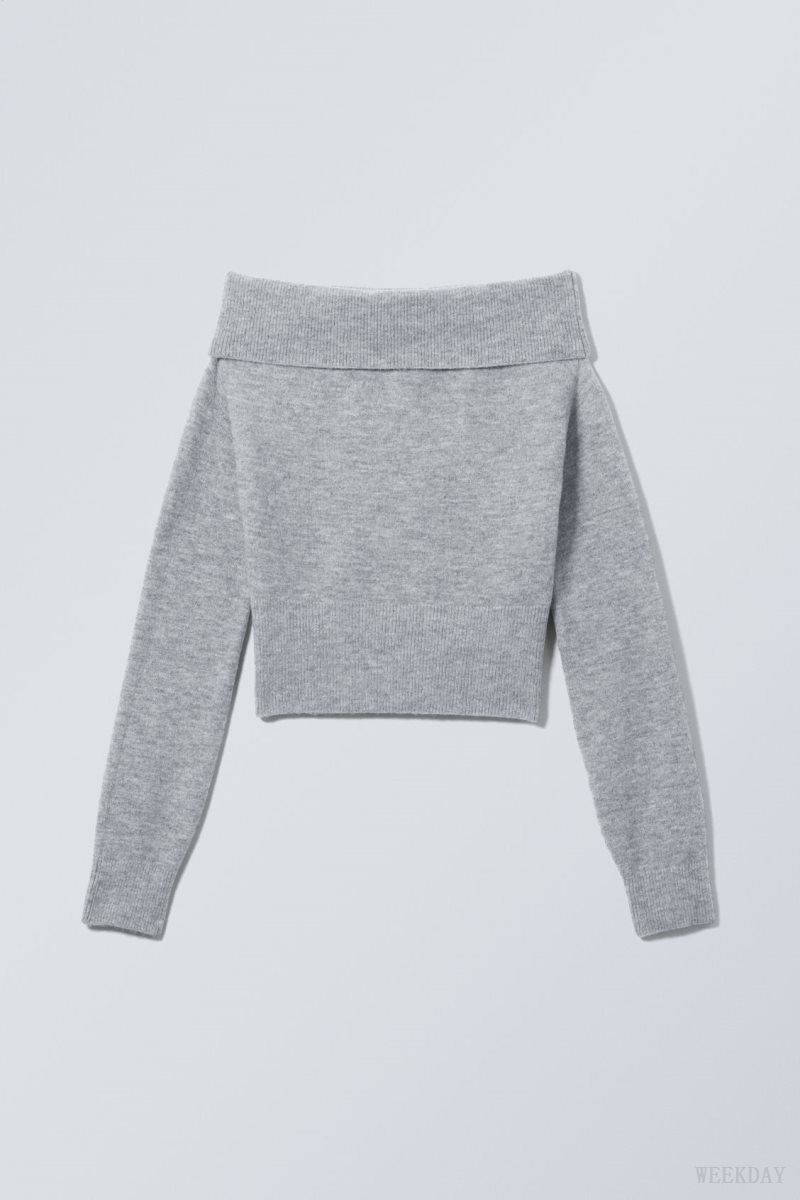 Grey Weekday Lolo Off Shoulder Sweater | MASG1687