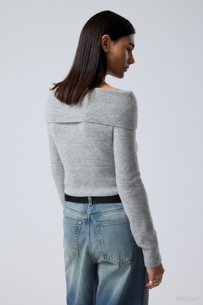 Grey Weekday Lolo Off Shoulder Sweater | MASG1687