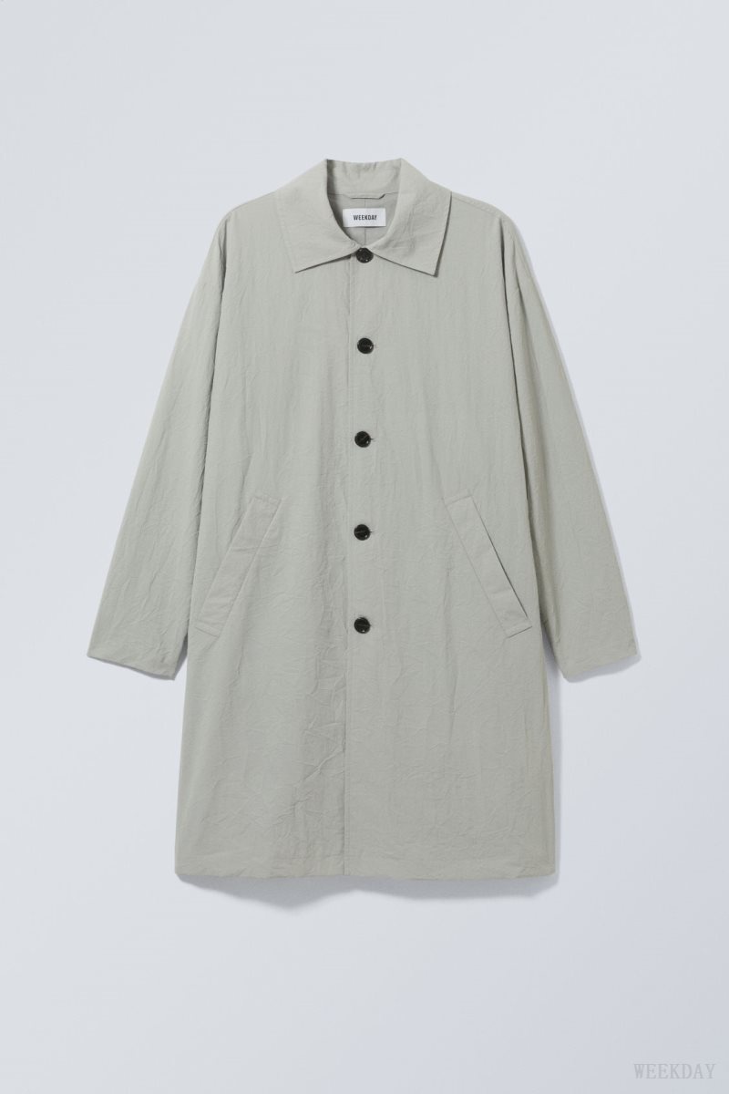 Grey Weekday Matty Oversized Nylon Coat | AFKE3564